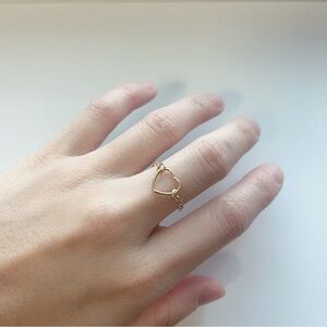 14K Gold Filled Heart Chain Ring Personalized Handmade